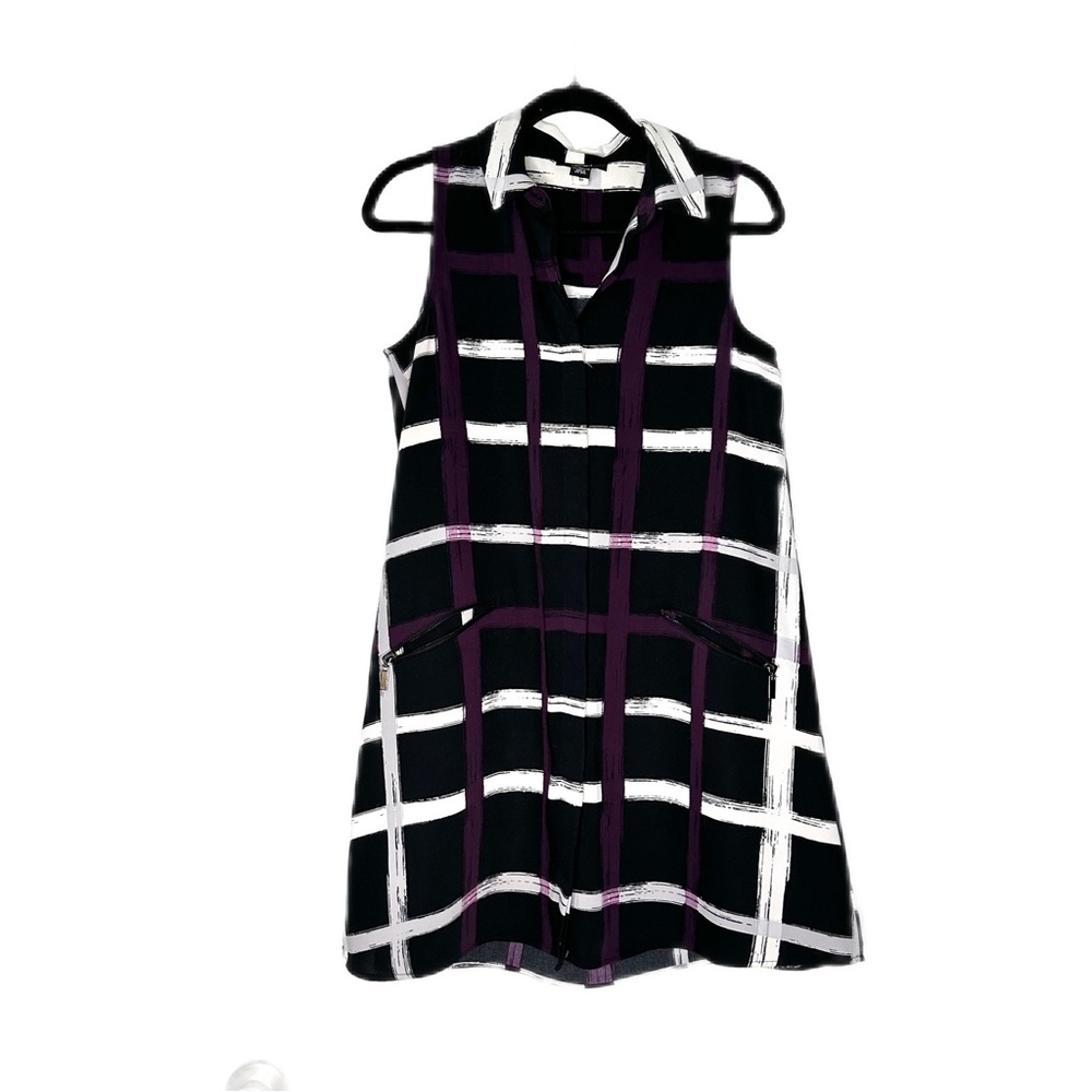ALFANI PETITES |  Fashionable Shirt Dress  | BK, White, Purple | Size: 6P